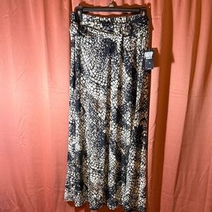 Robert Louis Black and Cream Snake Print Maxi Skirt